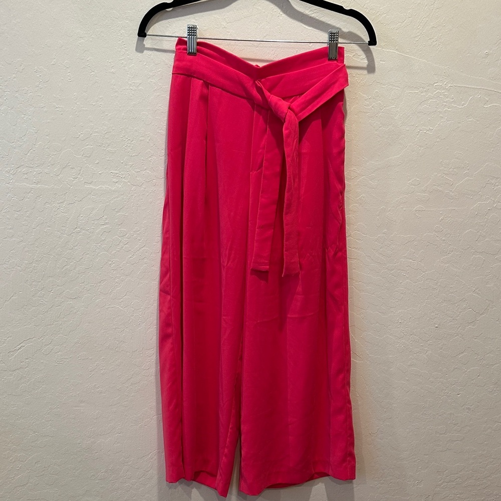 Zara Bright Pink High Waisted Wide Leg Culottes